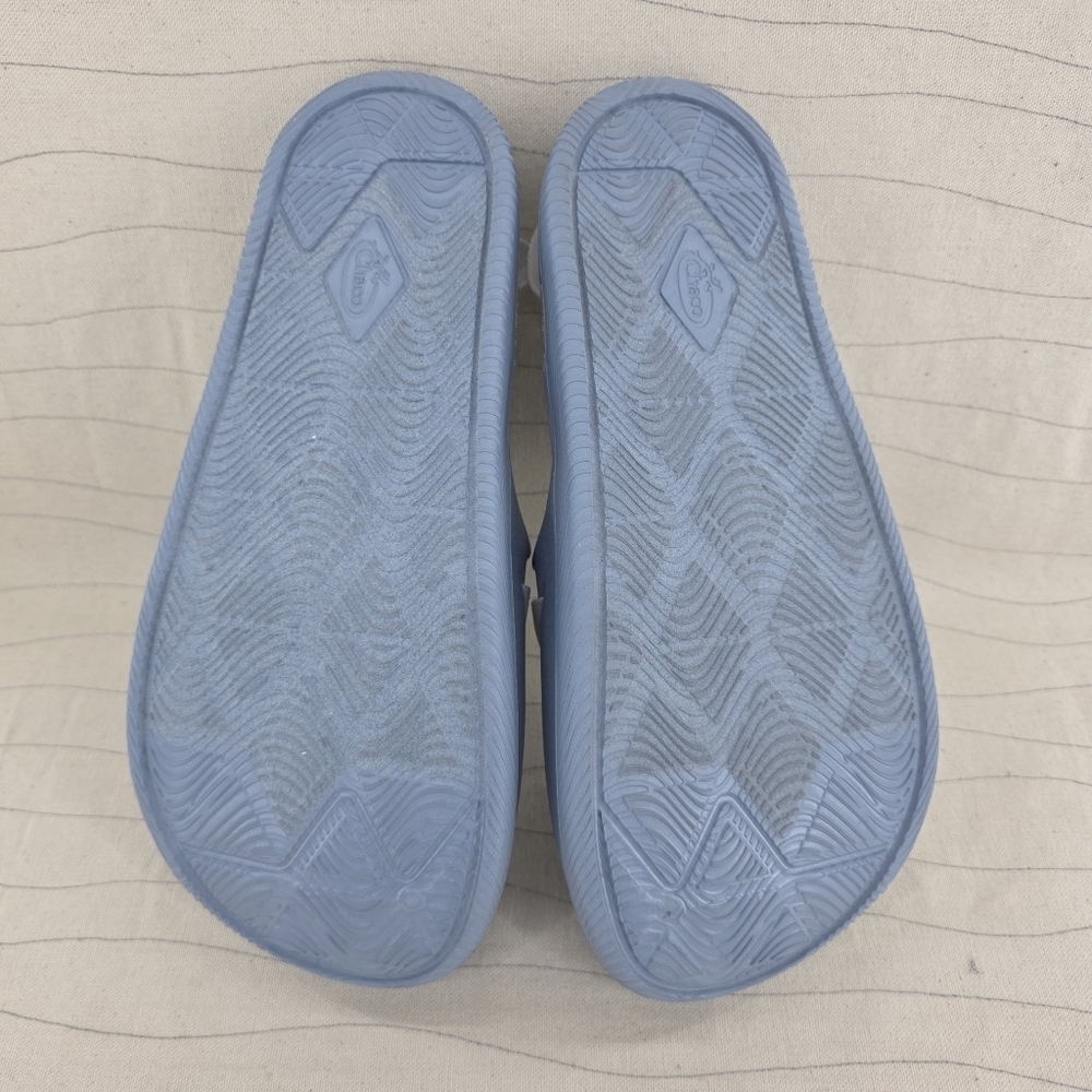 Chaco Womens Chillos Adjustable Stap Blue & White Rubber Clogs Size 8 EUC - Picture 9 of 10